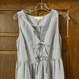 Monteau Blue and White Striped Midi Dress